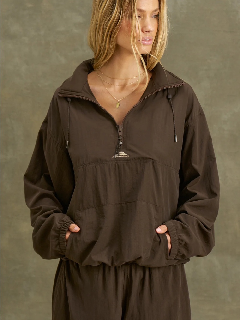 ❌SOLD❌ ♡ Joah Brown NWT 3/4 Zip Windbreaker in Espresso Brown